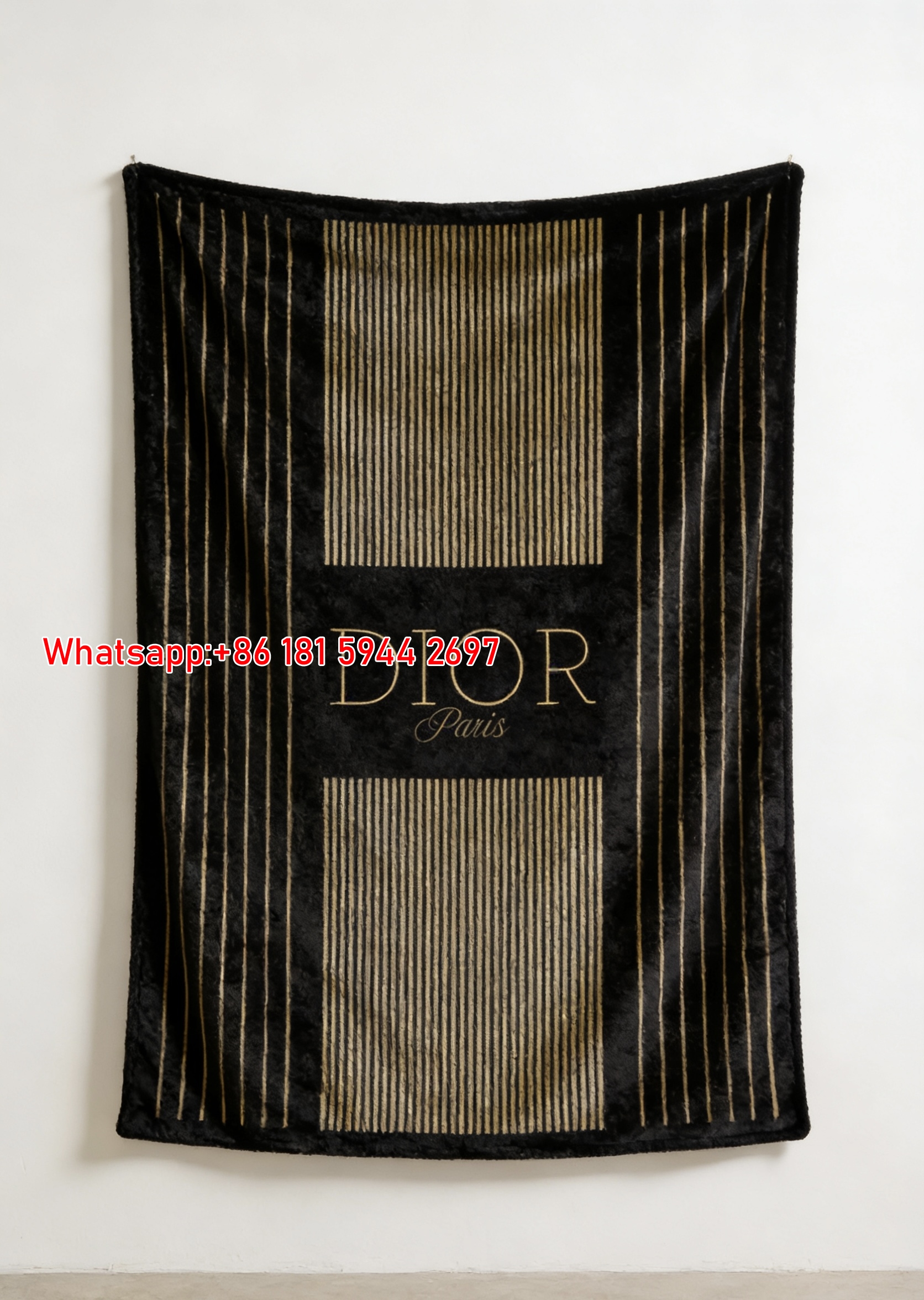 Dior Striped Parisian Flannel Sofa Throw Blanket D431